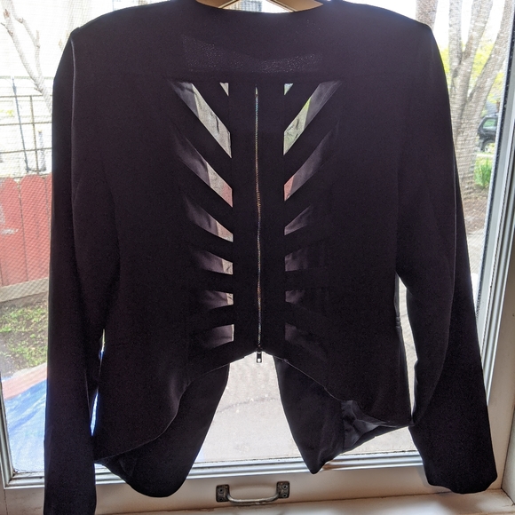 Mesh Sheer Blazer w/ Button Front - Picture 7 of 7
